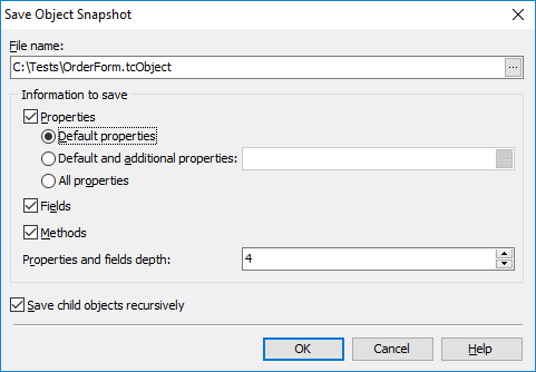 Save Object Snapshot Dialog