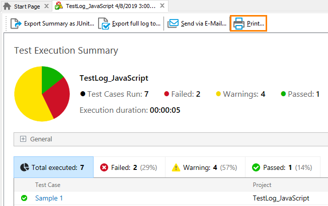 Printing Summary reports