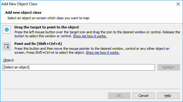 Add New Object Class Dialog