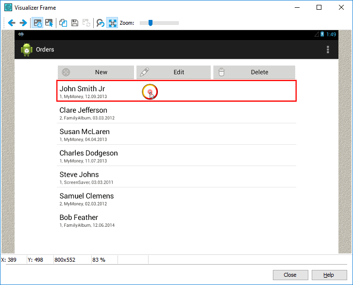 Visualizer Frame Window