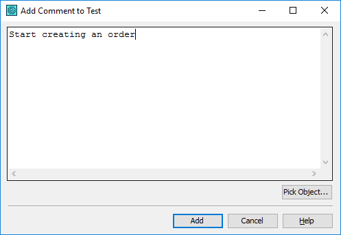 The Add Comment to Test Dialog