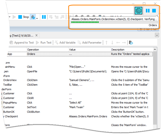 Getting Started With TestComplete (Desktop): TestComplete Indicator