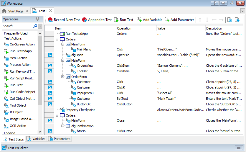 Getting Started With TestComplete (Desktop): The recorded test