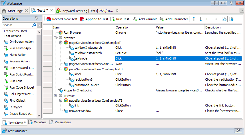 Getting Started with TestComplete (Web): Switching to the command