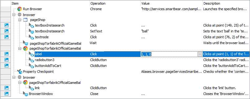 Getting Started with TestComplete (Web): Adjust the coordinates of the operation that simulates a click in the search results list