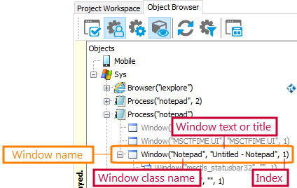 Window name (black-box application)