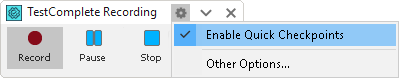 Getting Started with TestComplete (Desktop): Enabling Quick Checkpoints