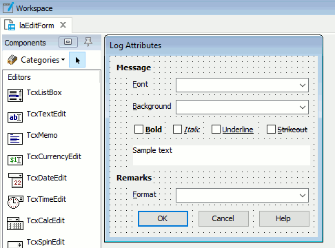 Log Attributes Form