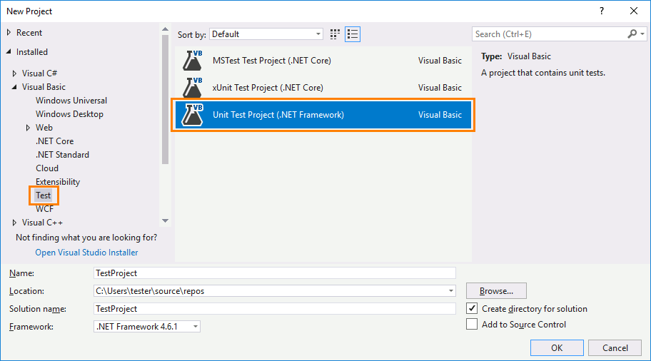 TestComplete integration with Visual Studio: Create Visual Studio test project