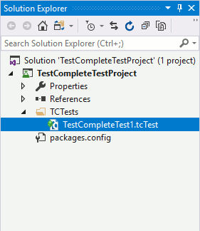 TestComplete integration with Visual Studio: TestComplete Test item in Visual Studio Solution Explorer