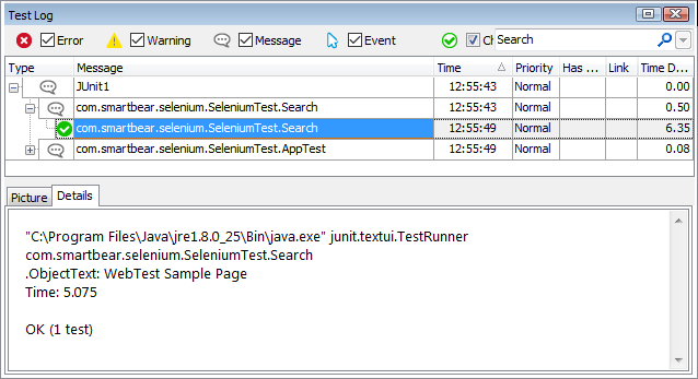 Selenium test results