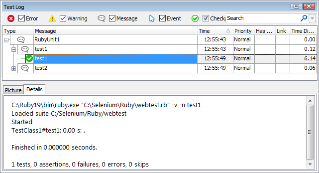 Selenium test results