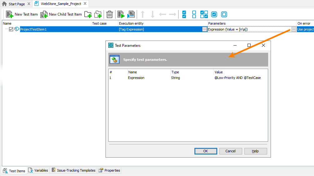 Specifying tag expression