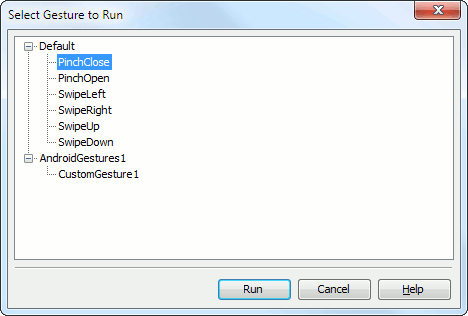 Select Gesture to Run Dialog