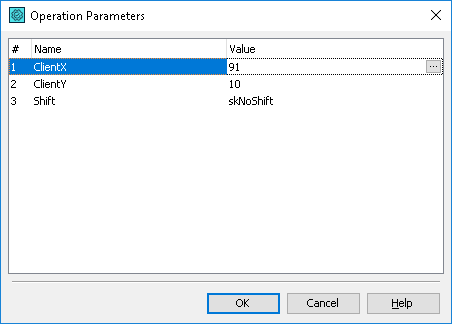 Operation Parameters Dialog