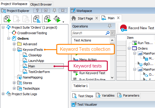 The Keyword Tests collection and keyword tests