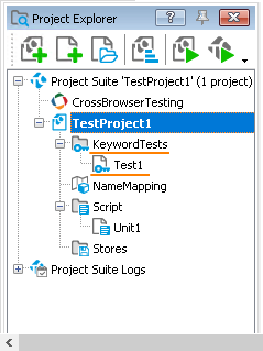 The KeywordTests node in the Project Explorer