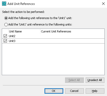 Add Unit References Dialog