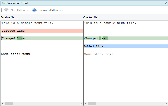 File comparison results