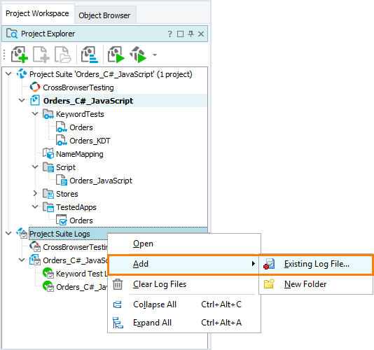 Import existing log files