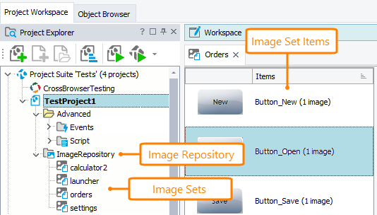 Testing Mobile Applications: Image Repository and Image Set items
