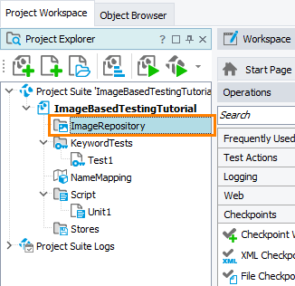 Image-Based Testing Tutorial: Image Repository in project