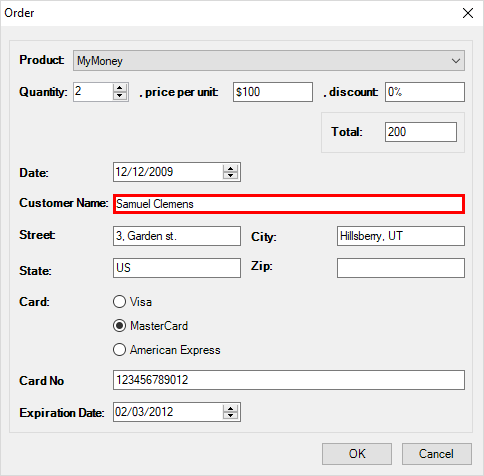 An object highlighted in the application