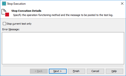 Settings of the Stop Execution operation