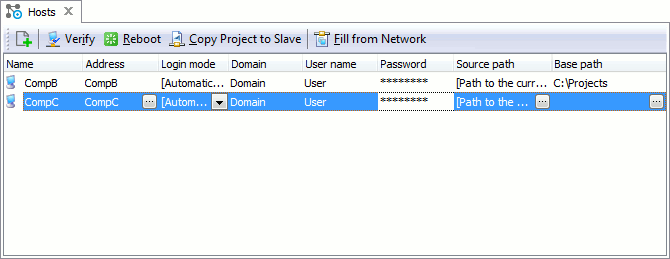 Slave hosts with the specified properties