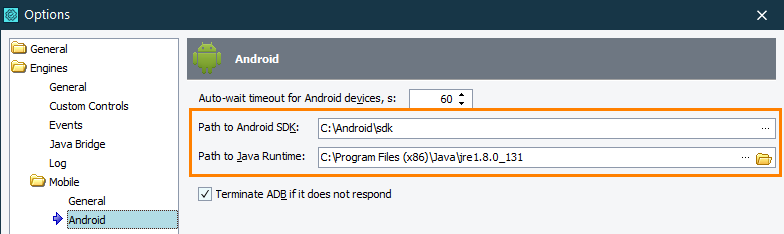 Getting Started With TestComplete (Android): Configuring TestComplete