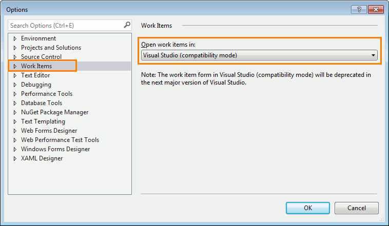 TestComplete integration with Visual Studio: Configuring Visual Studio to open work items in Visual Studio IDE