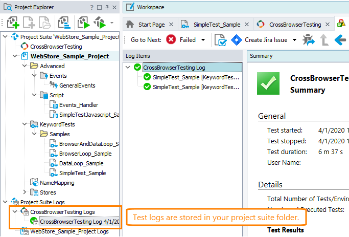 CrossBrowserTesting tutorial: Test logs stored in the project folder