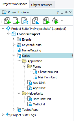 Project contents organized into folders