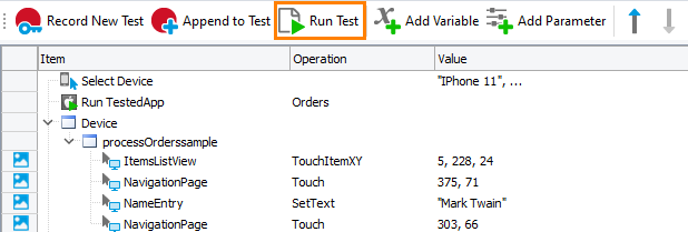 Testing Xamarin.Forms applications tutorial: Run the recorded test