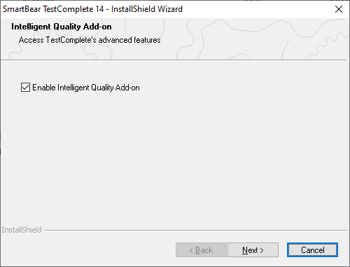 TestComplete Installation Wizard - Enable Intelligent Quality Add-On