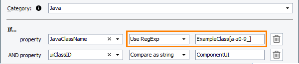 Regular expressions in property values