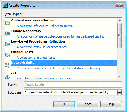 Adding NetworkSuite project item via Create Project Item dialog