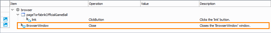 Closing the browser Getting Started with TestComplete (Web): Close the browser operation