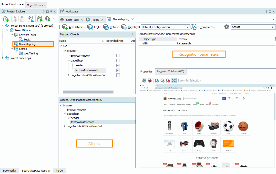 Name Mapping Getting Started with TestComplete (Web): Name Mapping