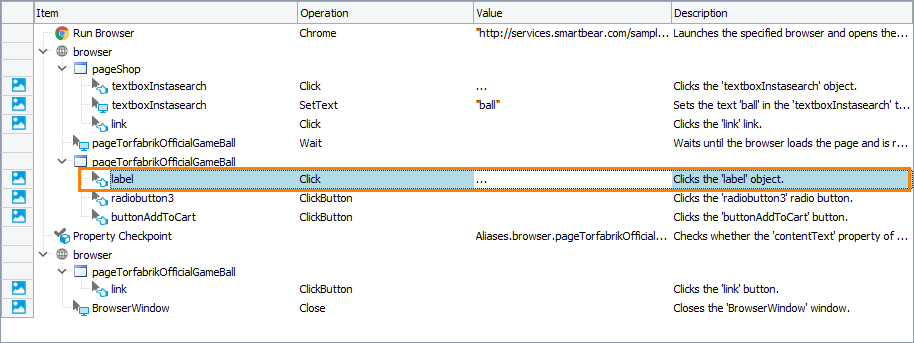 Getting Started with TestComplete (Web): Adjust the coordinates of the operation that simulates a click in the search results list