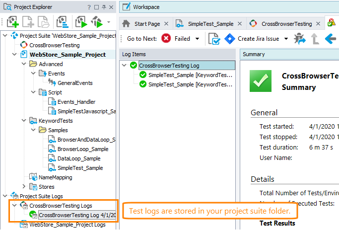 CrossBrowserTesting tutorial: Test logs stored in the project folder CrossBrowserTesting tutorial: Test logs stored in the project folder