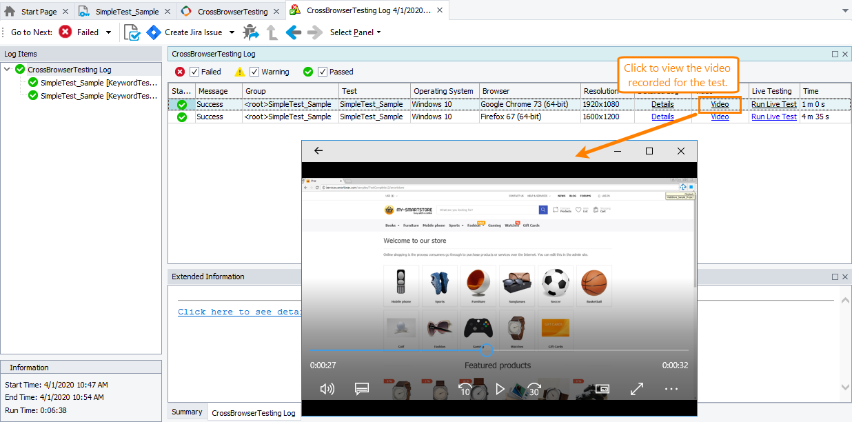 CrossBrowserTesting tutorial: Viewing video recorded during the test run