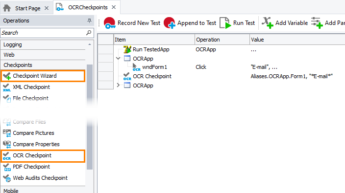 OCR Checkpoint: Adding OCR checkpoints to keyword tests