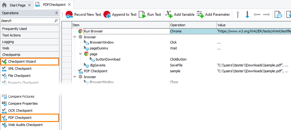 PDF Checkpoint: Adding PDF checkpoints to keyword tests