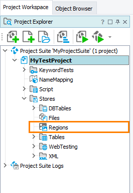 Regions collection in Project Explore