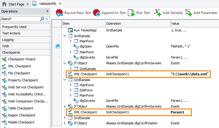 Parameterized File Checkpoint Operation