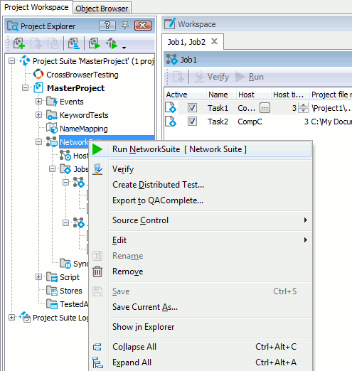 Running NetworkSuite command