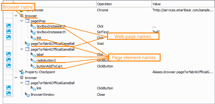 Getting Started with TestComplete (Web): Object names