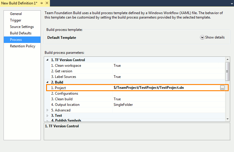 TestComplete integration with Visual Studio: Configuring build definition to build Visual Studio test project containing TestComplete tests