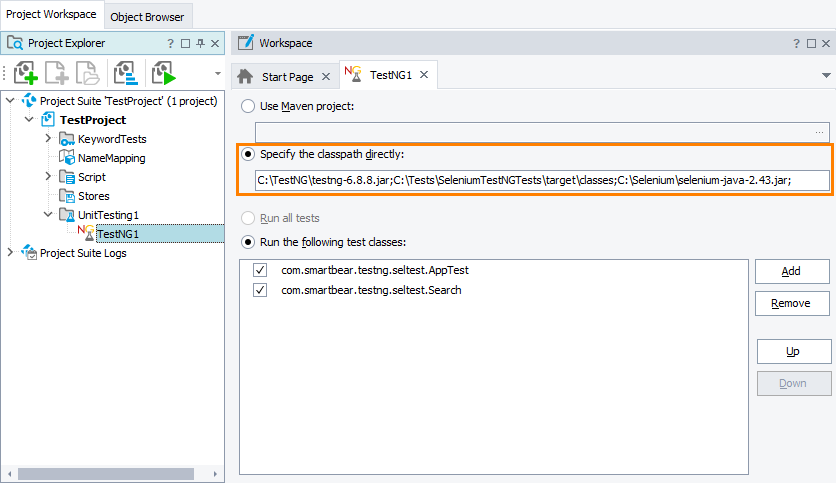 Run TestNG Selenium Tests by specifying classpath